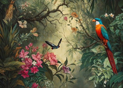 Панно AG-CB-009, Chinoiserie birds, Design Studio 3D