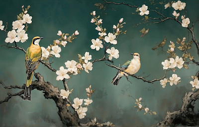 Панно AG-CB-003, Chinoiserie birds, Design Studio 3D